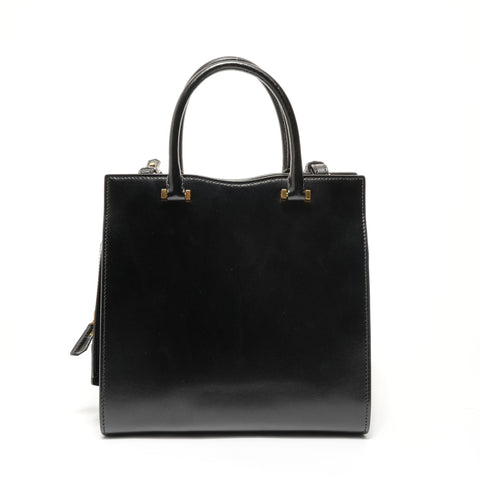 YVES SAINT LAURENT Leather YSL Logo Uptown Small 2-Way Bag Handbag black WS27682