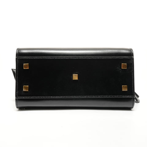 YVES SAINT LAURENT Leather YSL Logo Uptown Small 2-Way Bag Handbag black WS27682