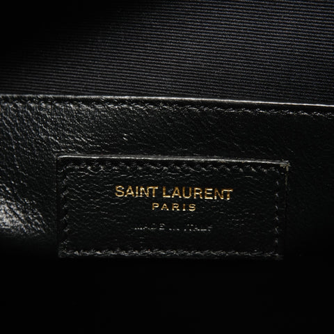 YVES SAINT LAURENT Leather YSL Logo Uptown Small 2-Way Bag Handbag black WS27682