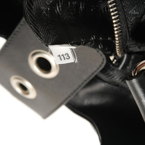 PRADA Leather Buckle Shoulder Bag black WS27684