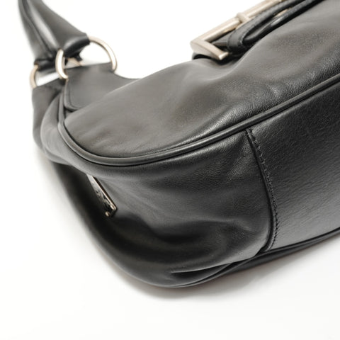 PRADA Leather Buckle Shoulder Bag black WS27684