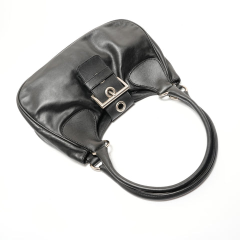 PRADA Leather Buckle Shoulder Bag black WS27684