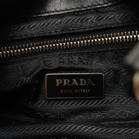 PRADA Leather Buckle Shoulder Bag black WS27684
