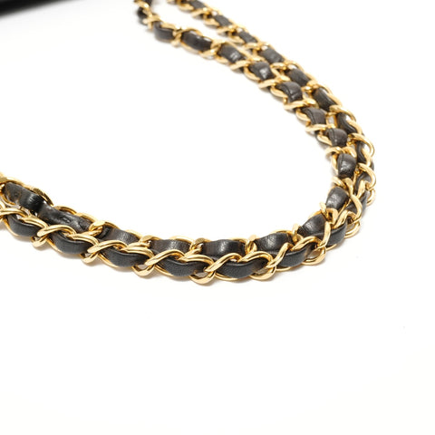 CHANEL Series 2, 1991-1994, Matelassé Chain, Lambskin, Double Flap Shoulder Bag black WS27697