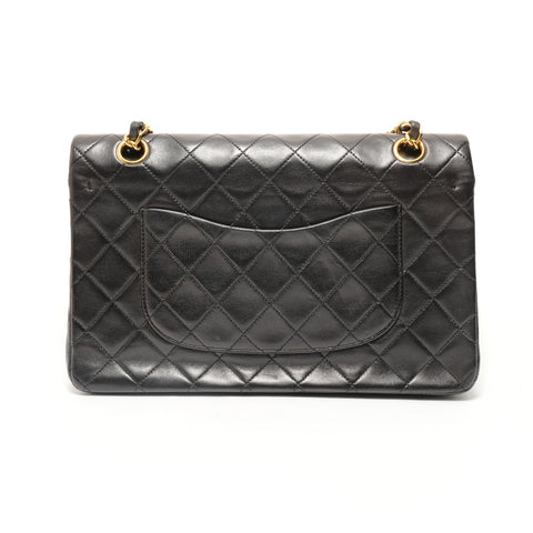 CHANEL Series 2, 1991-1994, Matelassé Chain, Lambskin, Double Flap Shoulder Bag black WS27697