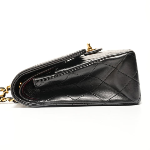 CHANEL Series 2, 1991-1994, Matelassé Chain, Lambskin, Double Flap Shoulder Bag black WS27697