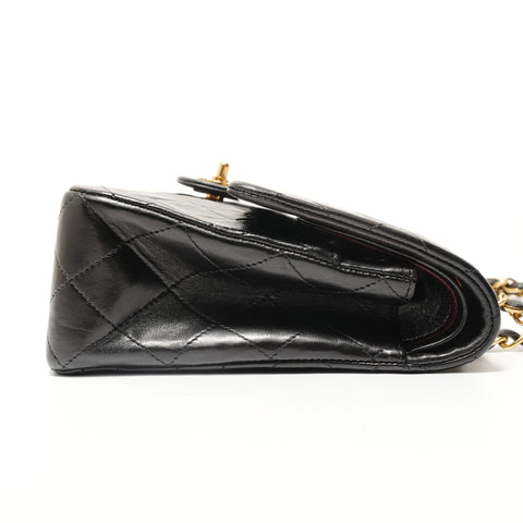 CHANEL Series 2, 1991-1994, Matelassé Chain, Lambskin, Double Flap Shoulder Bag black WS27697