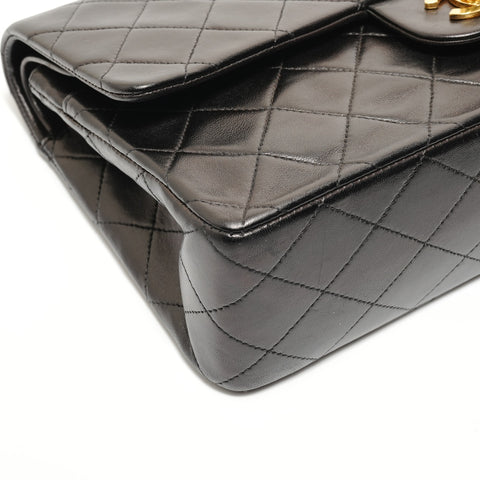 CHANEL Series 2, 1991-1994, Matelassé Chain, Lambskin, Double Flap Shoulder Bag black WS27697