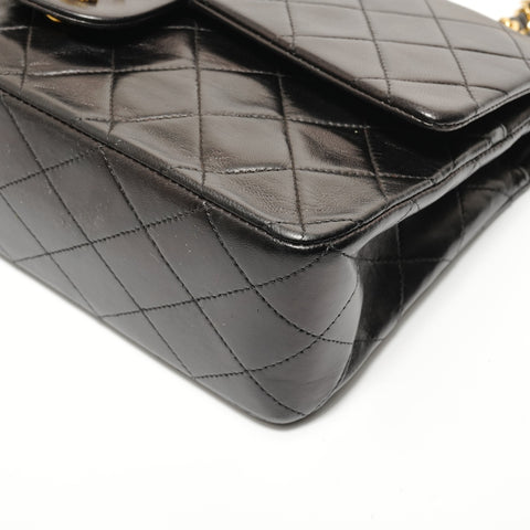 CHANEL Series 2, 1991-1994, Matelassé Chain, Lambskin, Double Flap Shoulder Bag black WS27697