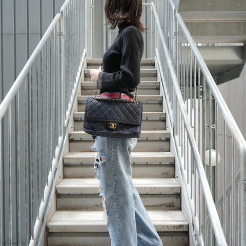 CHANEL Item No. 21, 2015-2016, Velvet Calf Matelass Shoulder Bag Navy WS27698