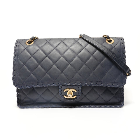 CHANEL Item No. 21, 2015-2016, Velvet Calf Matelass Shoulder Bag Navy WS27698
