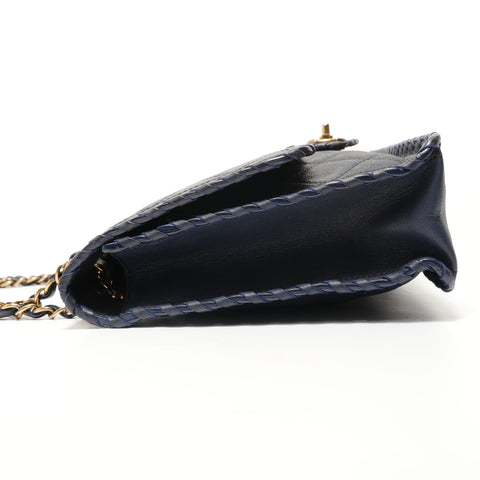 CHANEL Item No. 21, 2015-2016, Velvet Calf Matelass Shoulder Bag Navy WS27698