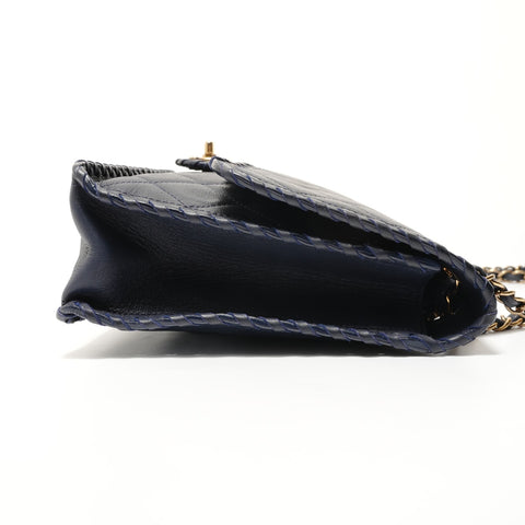 CHANEL Item No. 21, 2015-2016, Velvet Calf Matelass Shoulder Bag Navy WS27698