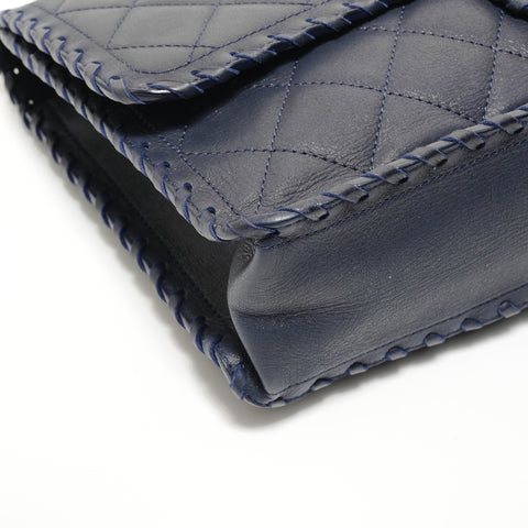 CHANEL Item No. 21, 2015-2016, Velvet Calf Matelass Shoulder Bag Navy WS27698