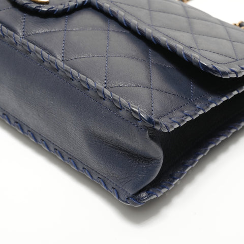 CHANEL Item No. 21, 2015-2016, Velvet Calf Matelass Shoulder Bag Navy WS27698