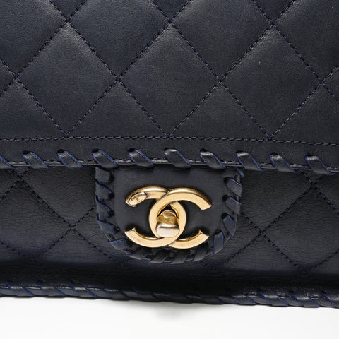 CHANEL Item No. 21, 2015-2016, Velvet Calf Matelass Shoulder Bag Navy WS27698