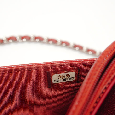 CHANEL No. 22 2016-2017 Caviar Skin Chain Wallet Matelasse Shoulder Bag Red WS27699