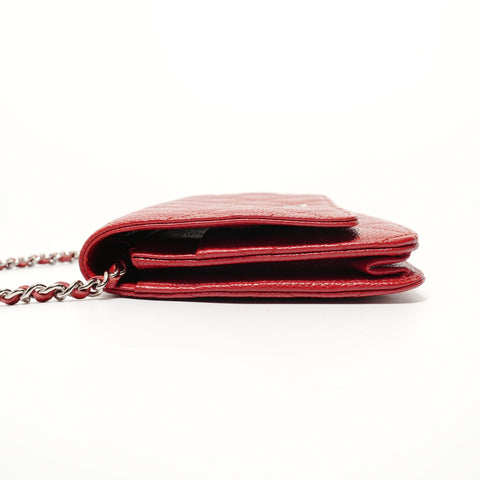 CHANEL No. 22 2016-2017 Caviar Skin Chain Wallet Matelasse Shoulder Bag Red WS27699