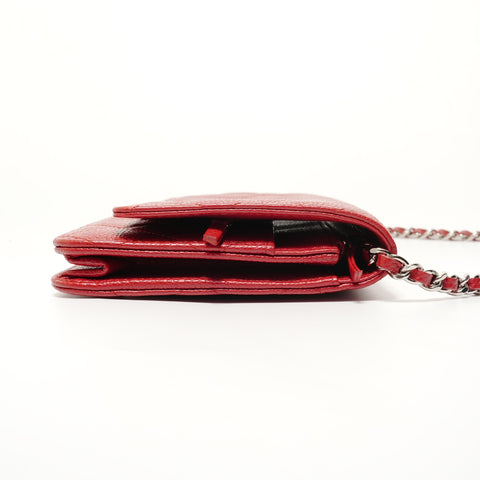 CHANEL No. 22 2016-2017 Caviar Skin Chain Wallet Matelasse Shoulder Bag Red WS27699