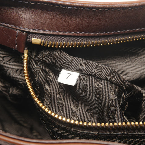 PRADA One Belt Baguette Bag Leather Shoulder Bag Brown WS27703
