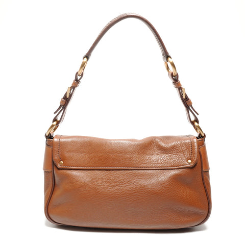 PRADA One Belt Baguette Bag Leather Shoulder Bag Brown WS27703