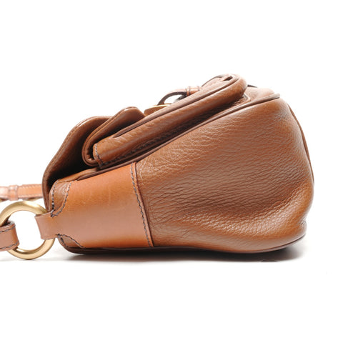 PRADA One Belt Baguette Bag Leather Shoulder Bag Brown WS27703