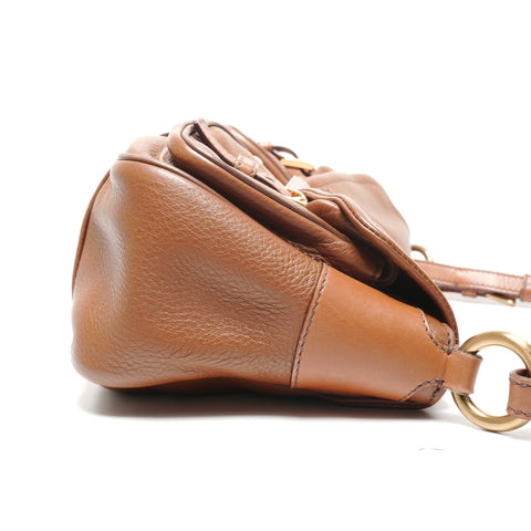PRADA One Belt Baguette Bag Leather Shoulder Bag Brown WS27703