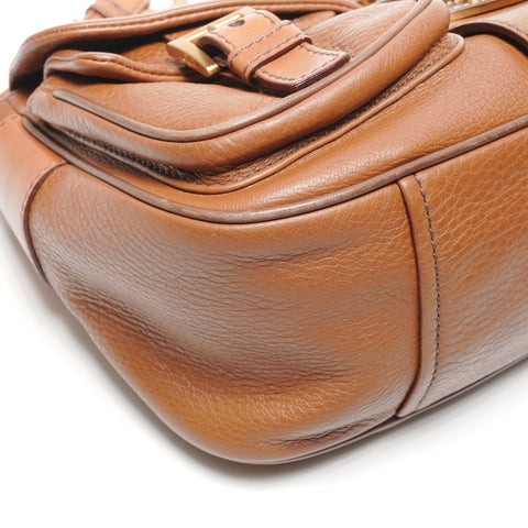 PRADA One Belt Baguette Bag Leather Shoulder Bag Brown WS27703