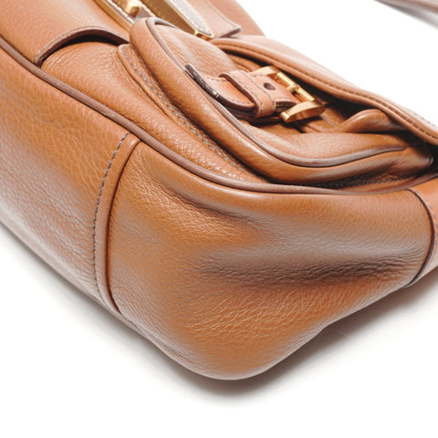 PRADA One Belt Baguette Bag Leather Shoulder Bag Brown WS27703