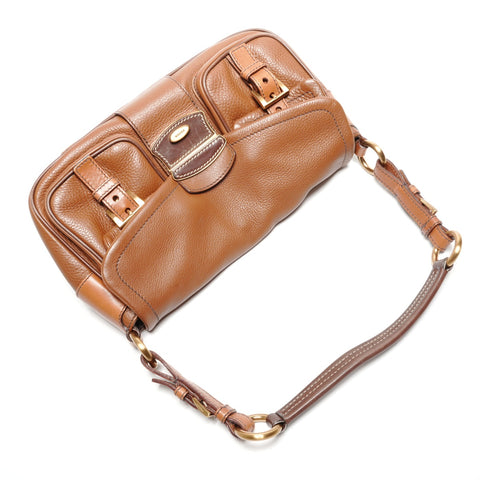 PRADA One Belt Baguette Bag Leather Shoulder Bag Brown WS27703