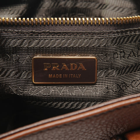 PRADA One Belt Baguette Bag Leather Shoulder Bag Brown WS27703