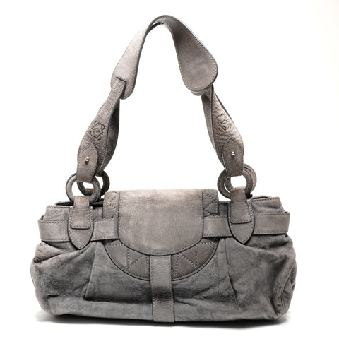 LOEWE Suede Anagram Boston Shoulder Bag gray WS27704