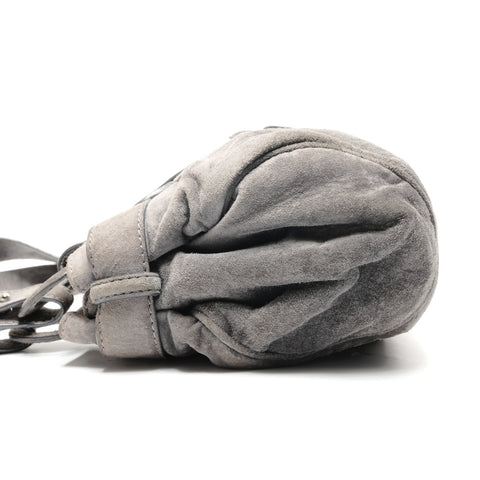 LOEWE Suede Anagram Boston Shoulder Bag gray WS27704
