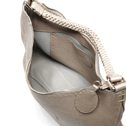 FENDI Seleria one belt Shoulder Bag Silver WS27705
