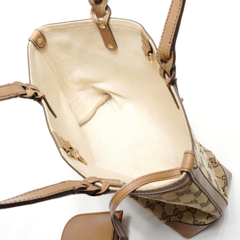 GUCCI GG canvas and leather tote Handbag beige WS27706