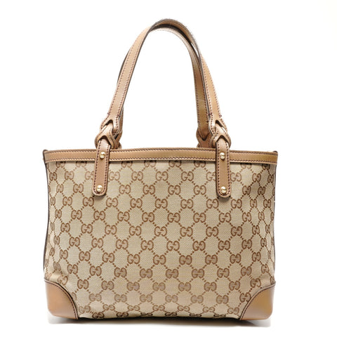 GUCCI GG canvas and leather tote Handbag beige WS27706