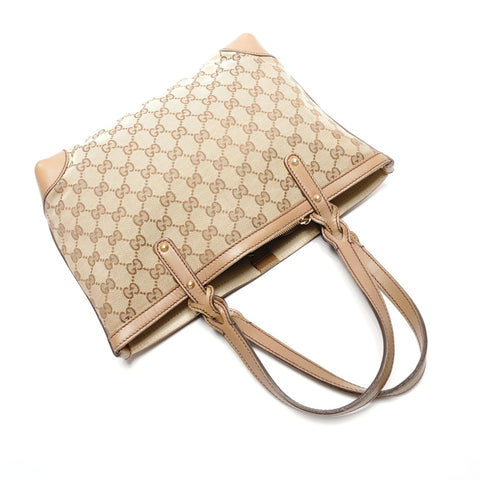 GUCCI GG canvas and leather tote Handbag beige WS27706