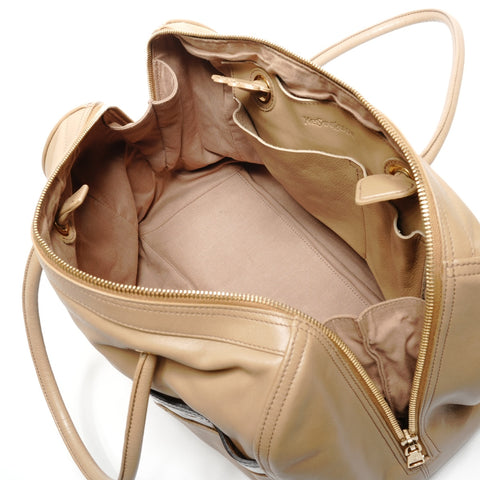 YVES SAINT LAURENT Y logo leather Boston bag beige WS27710