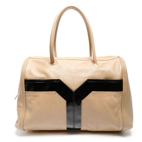 YVES SAINT LAURENT Y logo leather Boston bag beige WS27710
