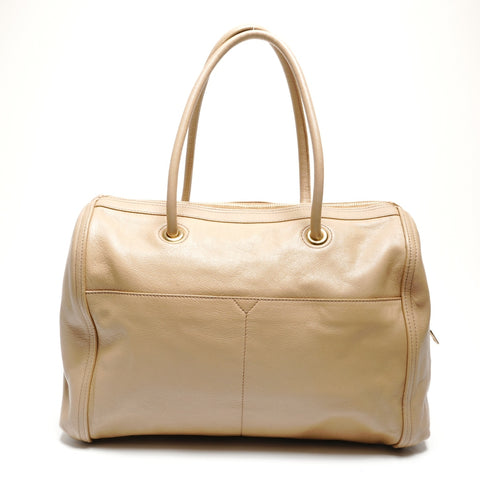 YVES SAINT LAURENT Y logo leather Boston bag beige WS27710