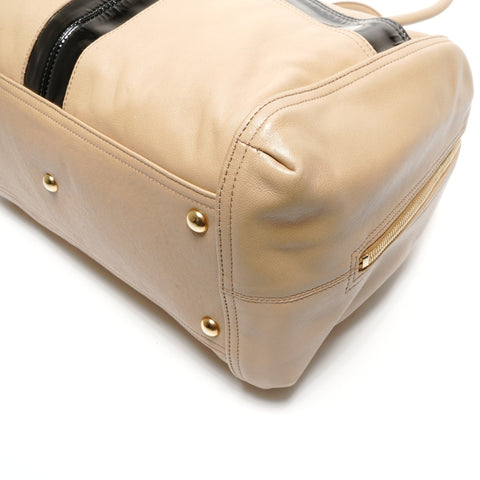 YVES SAINT LAURENT Y logo leather Boston bag beige WS27710