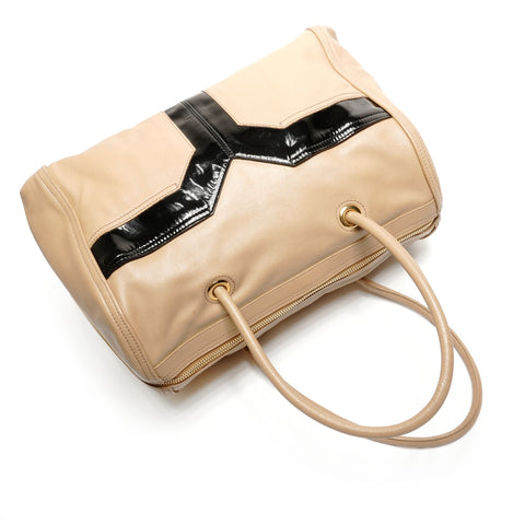 YVES SAINT LAURENT Y logo leather Boston bag beige WS27710