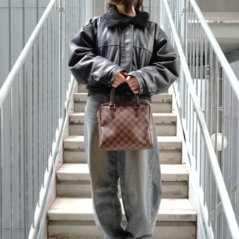LOUIS VUITTON Brera Damier 2003 Handbag Brown WS27718