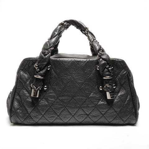 CHANEL Quilted Chain Leather, 2008 model, serial number 11. Boston bag black WS27721