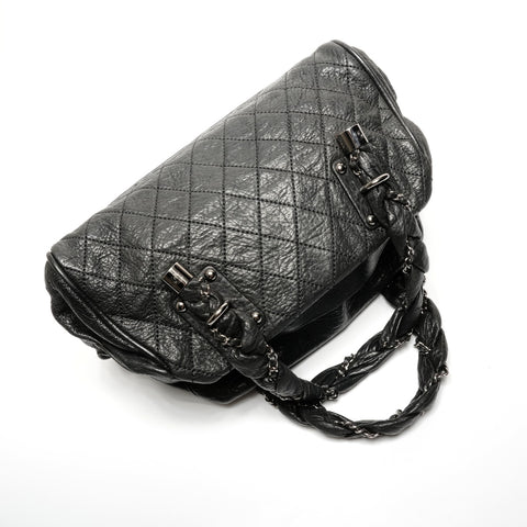 CHANEL Quilted Chain Leather, 2008 model, serial number 11. Boston bag black WS27721