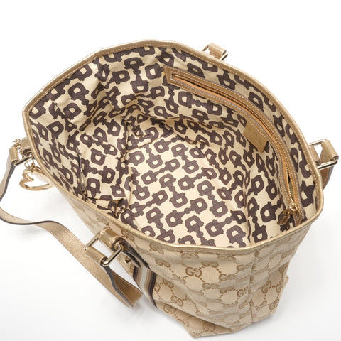 GUCCI GG Canvas Gold Tote Bag beige WS27723