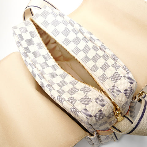 LOUIS VUITTON Damier Azur Naviglio 2008 Shoulder Bag white WS27729