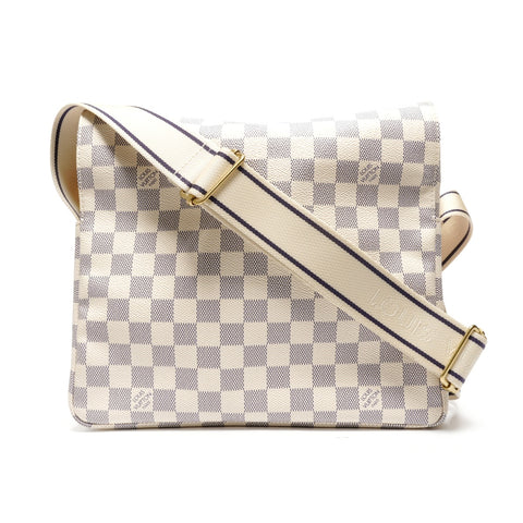 LOUIS VUITTON Damier Azur Naviglio 2008 Shoulder Bag white WS27729