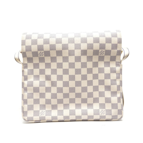 LOUIS VUITTON Damier Azur Naviglio 2008 Shoulder Bag white WS27729
