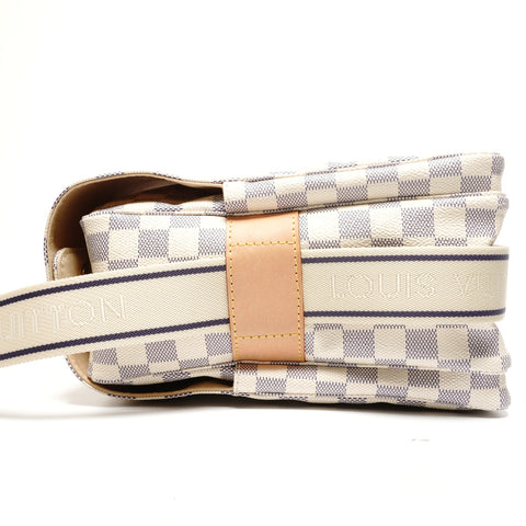 LOUIS VUITTON Damier Azur Naviglio 2008 Shoulder Bag white WS27729